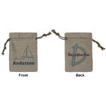 Rope Sail Boats Small Burlap Gift Bag - Front & Back (Personalized)