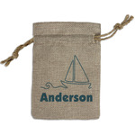 Rope Sail Boats Small Burlap Gift Bag - Front (Personalized)