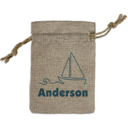 Rope Sail Boats Small Burlap Gift Bag - Front (Personalized)