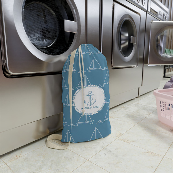 Rope Sail Boats Small Landry Bag - In Context