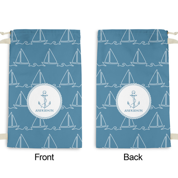 Rope Sail Boats Small Laundry Bag - Front & Back View
