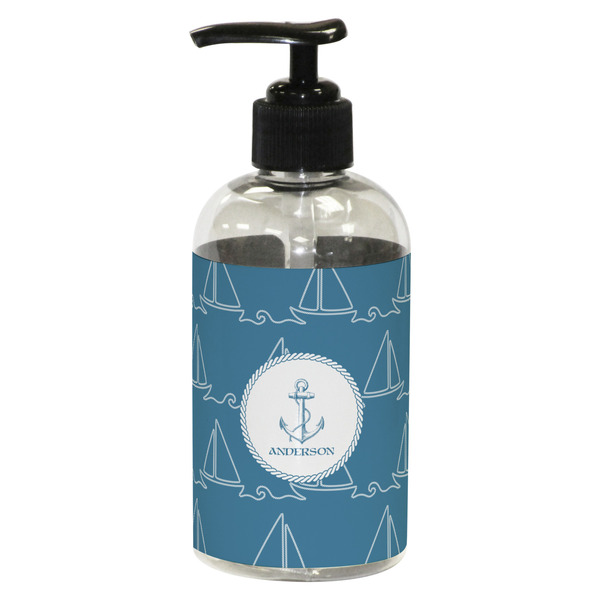 Custom Rope Sail Boats Plastic Soap / Lotion Dispenser (8 oz - Small - Black) (Personalized)