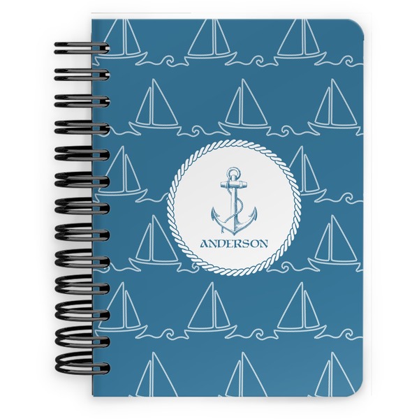 Custom Rope Sail Boats Spiral Notebook - 5x7 w/ Name or Text