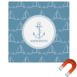 Rope Sail Boats Square Car Magnet - 6" (Personalized)