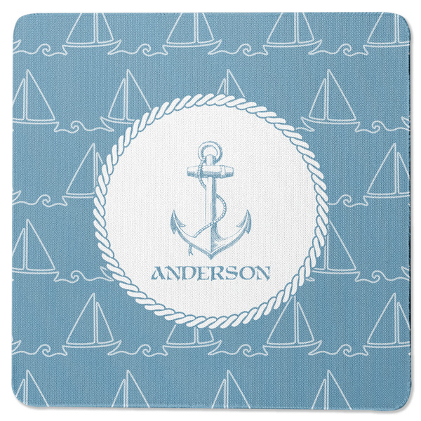 Custom Rope Sail Boats Square Rubber Backed Coaster (Personalized)
