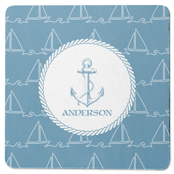 Custom Rope Sail Boats Square Rubber Backed Coaster (Personalized)
