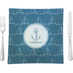 Rope Sail Boats 9.5" Glass Square Lunch / Dinner Plate- Single or Set of 4 (Personalized)