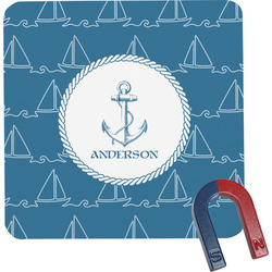 Rope Sail Boats Square Fridge Magnet (Personalized)