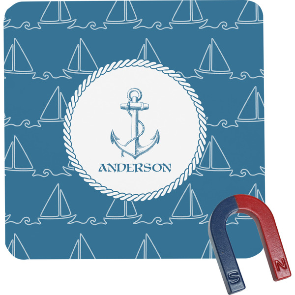 Custom Rope Sail Boats Square Fridge Magnet (Personalized)