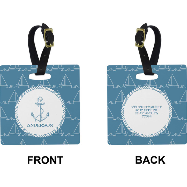 Rope Sail Boats Square Luggage Tag (Front + Back)