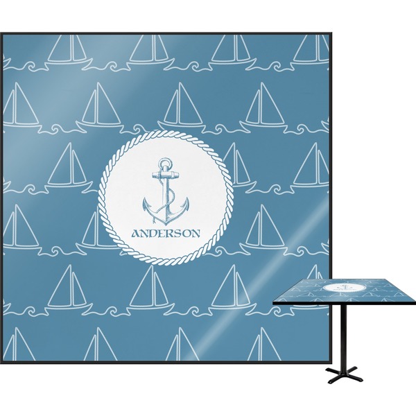 Custom Rope Sail Boats Square Table Top - 30" (Personalized)