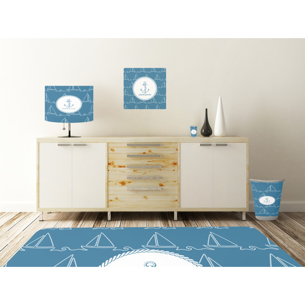 Rope Sail Boats Square Wall Decal Wooden Desk