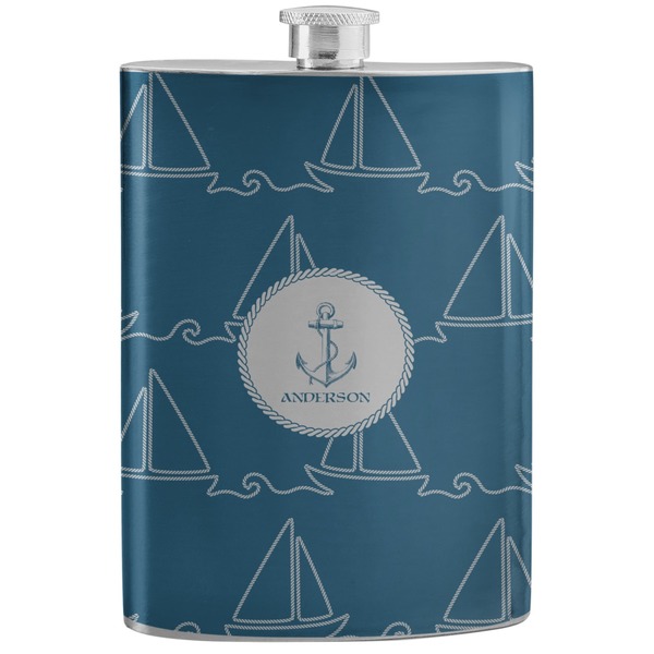 Custom Rope Sail Boats Stainless Steel Flask (Personalized)