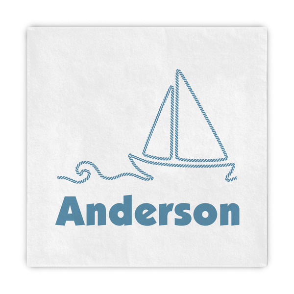 Custom Rope Sail Boats Decorative Paper Napkins (Personalized)