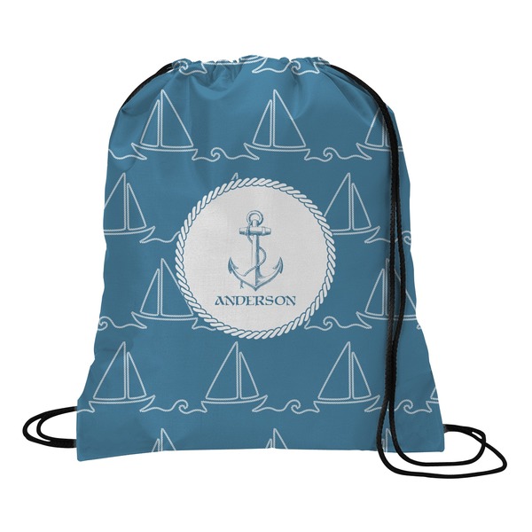 Custom Rope Sail Boats Drawstring Backpack - Medium (Personalized)