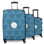 Rope Sail Boats 3 Piece Luggage Set - 20" Carry On, 24" Medium Checked, 28" Large Checked (Personalized)