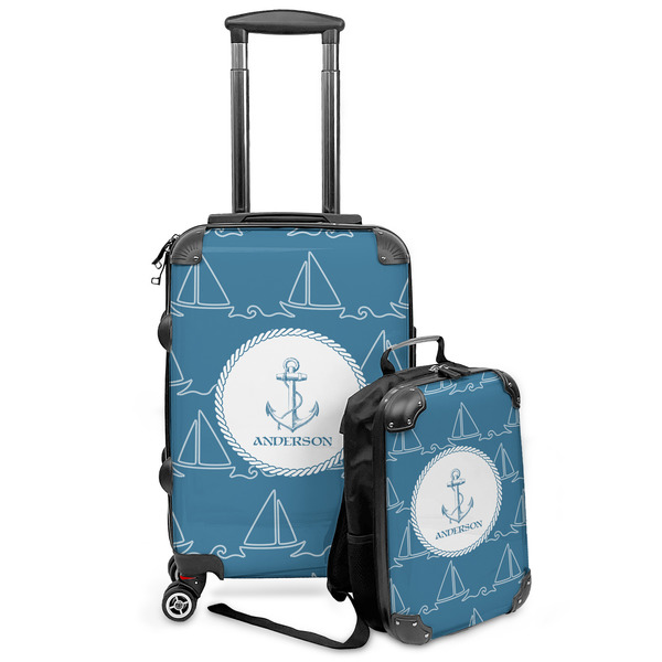 Custom Rope Sail Boats Kids 2-Piece Luggage Set - Suitcase & Backpack (Personalized)