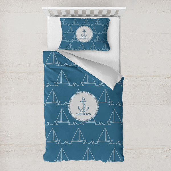 Custom Rope Sail Boats Toddler Bedding w/ Name or Text
