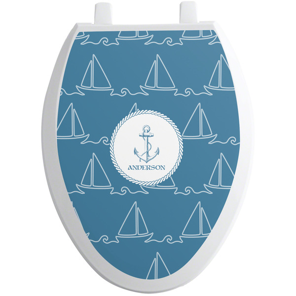 Custom Rope Sail Boats Toilet Seat Decal - Elongated (Personalized)