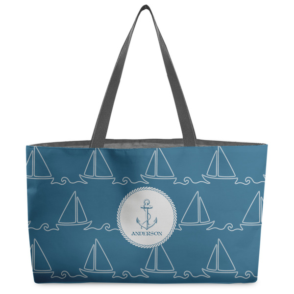 Custom Rope Sail Boats Beach Totes Bag - w/ Black Handles (Personalized)