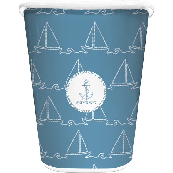 Custom Rope Sail Boats Waste Basket (Personalized)