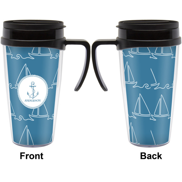 Rope Sail Boats Travel Mug with Black Handle - Approval