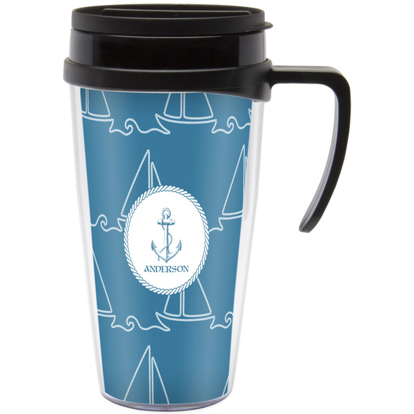 Custom Rope Sail Boats Acrylic Travel Mug with Handle (Personalized)