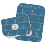 Rope Sail Boats Burp Cloths - Fleece - Set of 2 w/ Name or Text