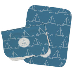 Rope Sail Boats Burp Cloths - Fleece - Set of 2 w/ Name or Text