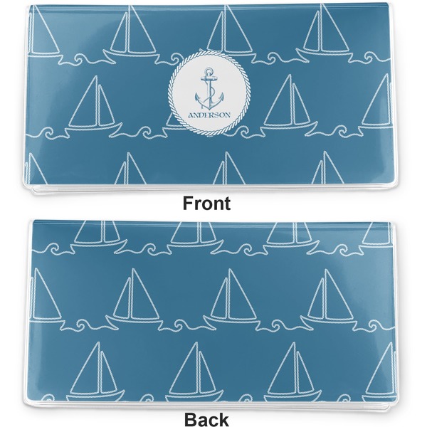 Rope Sail Boats Vinyl Check Book Cover - Front and Back