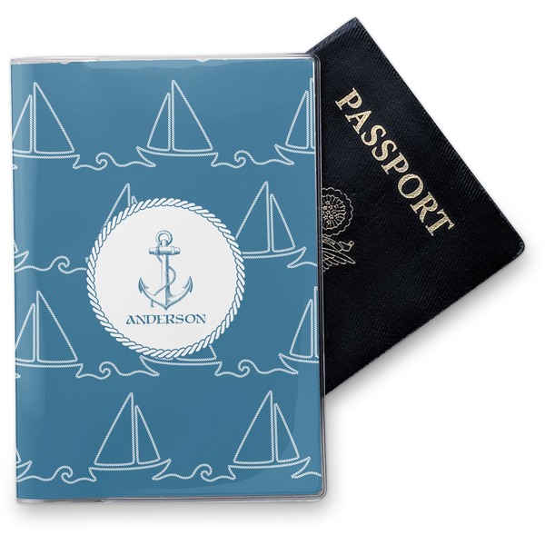 Custom Rope Sail Boats Vinyl Passport Holder (Personalized)