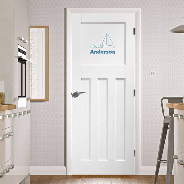 Rope Sail Boats Wall Graphic on Door
