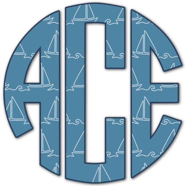 Custom Rope Sail Boats Monogram Decal - Medium (Personalized)