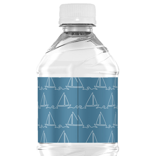 Rope Sail Boats Water Bottle Label - Back View