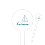 Rope Sail Boats 4" Round Plastic Food Picks - White - Single Sided (Personalized)