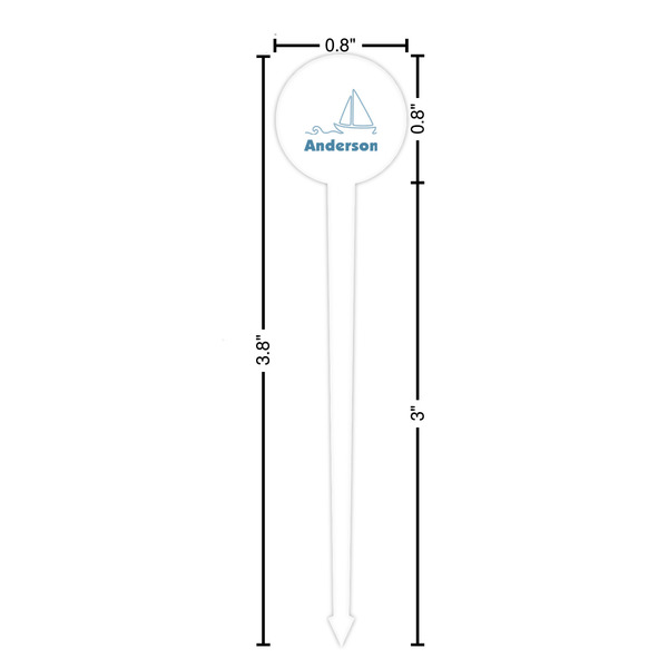 Rope Sail Boats White Plastic 4" Food Pick - Round - Dimensions