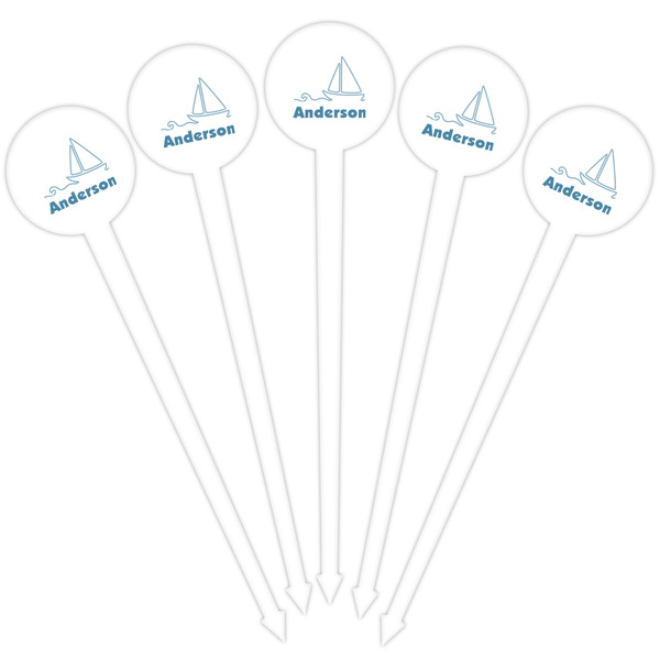 Rope Sail Boats White Plastic 4" Food Pick - Round - Fan View