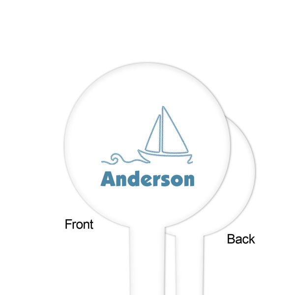 Rope Sail Boats White Plastic 4" Food Pick - Round - Single Sided - Front & Back