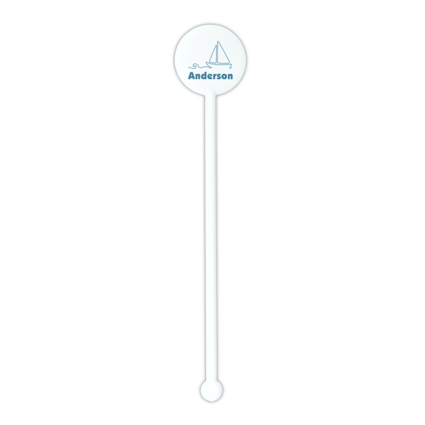 Rope Sail Boats White Plastic 5.5" Stir Stick - Round - Single Stick