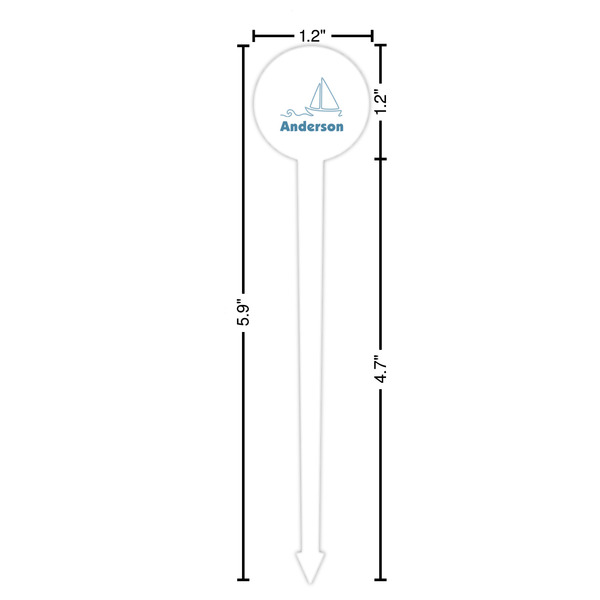 Rope Sail Boats White Plastic 6" Food Pick - Round - Dimensions