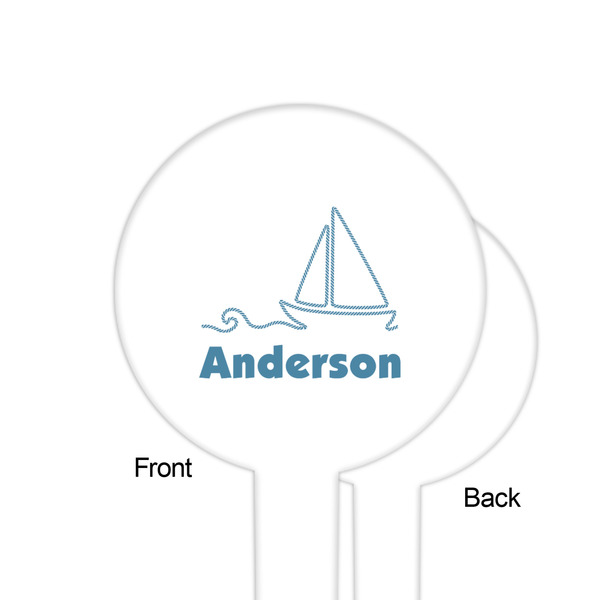 Rope Sail Boats White Plastic 6" Food Pick - Round - Single Sided - Front & Back