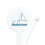 Rope Sail Boats 7" Round Plastic Stir Sticks - White - Double Sided (Personalized)