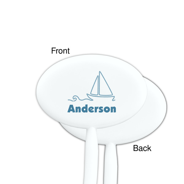 Rope Sail Boats White Plastic 7" Stir Stick - Single Sided - Oval - Front & Back