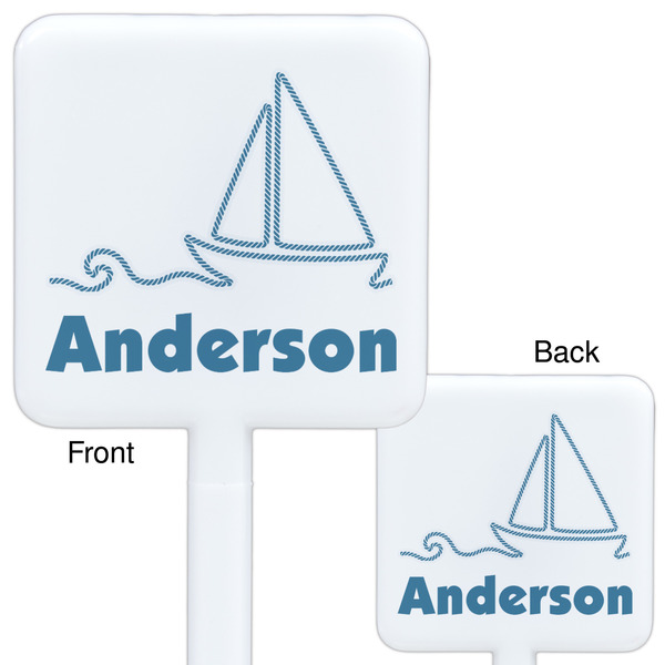 Rope Sail Boats White Plastic Stir Stick - Double Sided - Approval