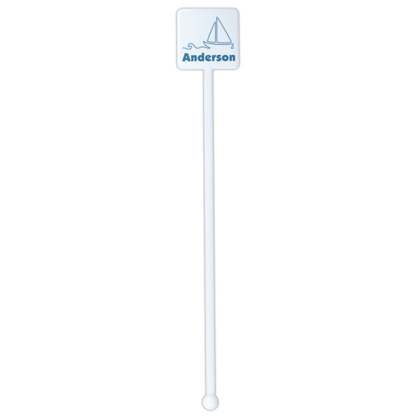 Rope Sail Boats White Plastic Stir Stick - Double Sided - Square - Single Stick