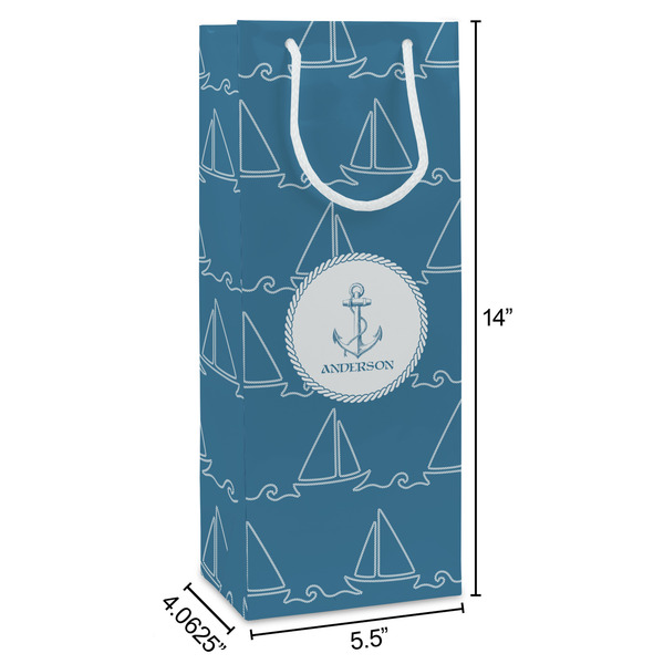 Rope Sail Boats Wine Gift Bag - Dimensions