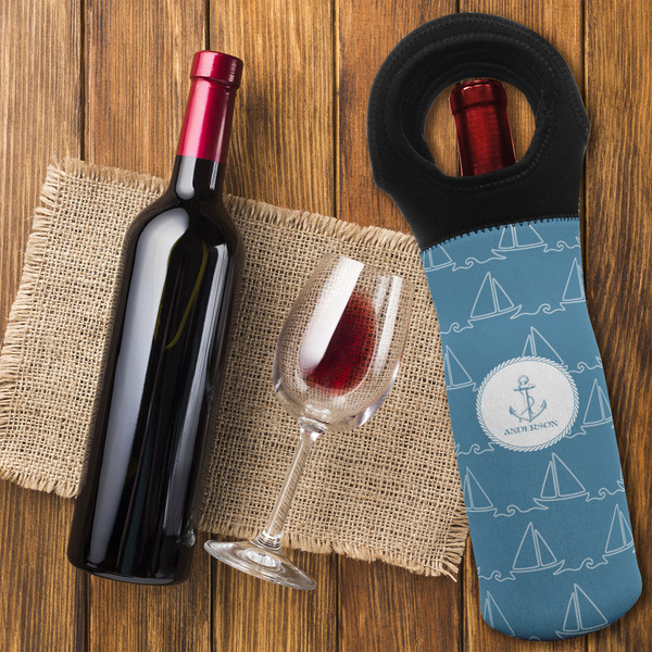 Rope Sail Boats Wine Tote Bag - FLATLAY