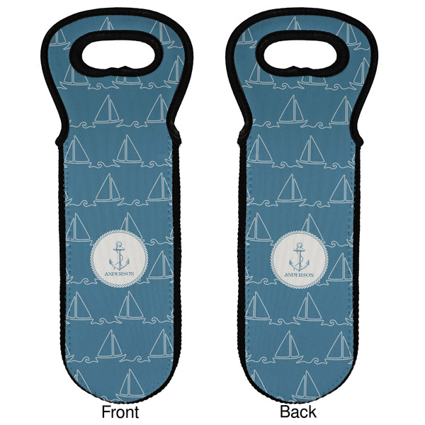 Rope Sail Boats Wine Tote Front & Back