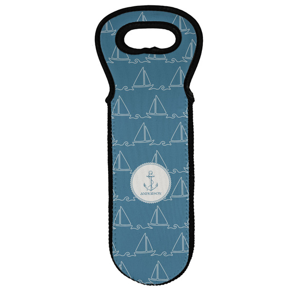Custom Rope Sail Boats Wine Tote Bag (Personalized)
