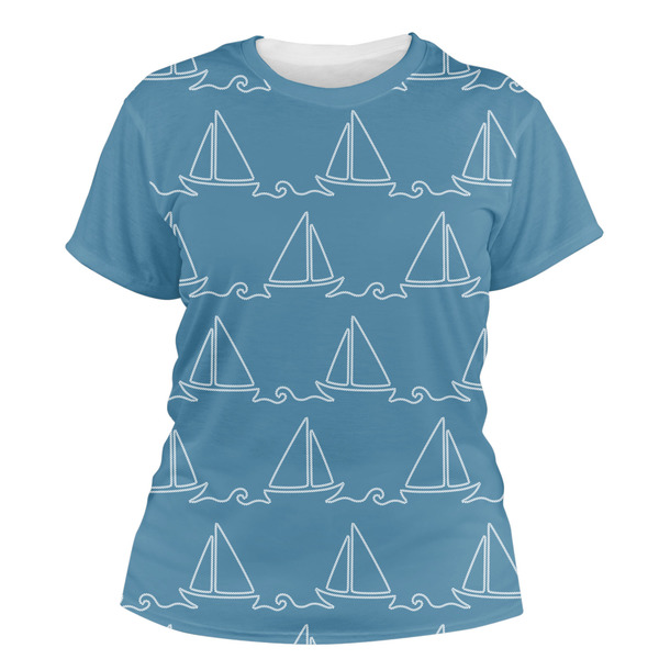 Custom Rope Sail Boats Women's Crew T-Shirt - 2X Large